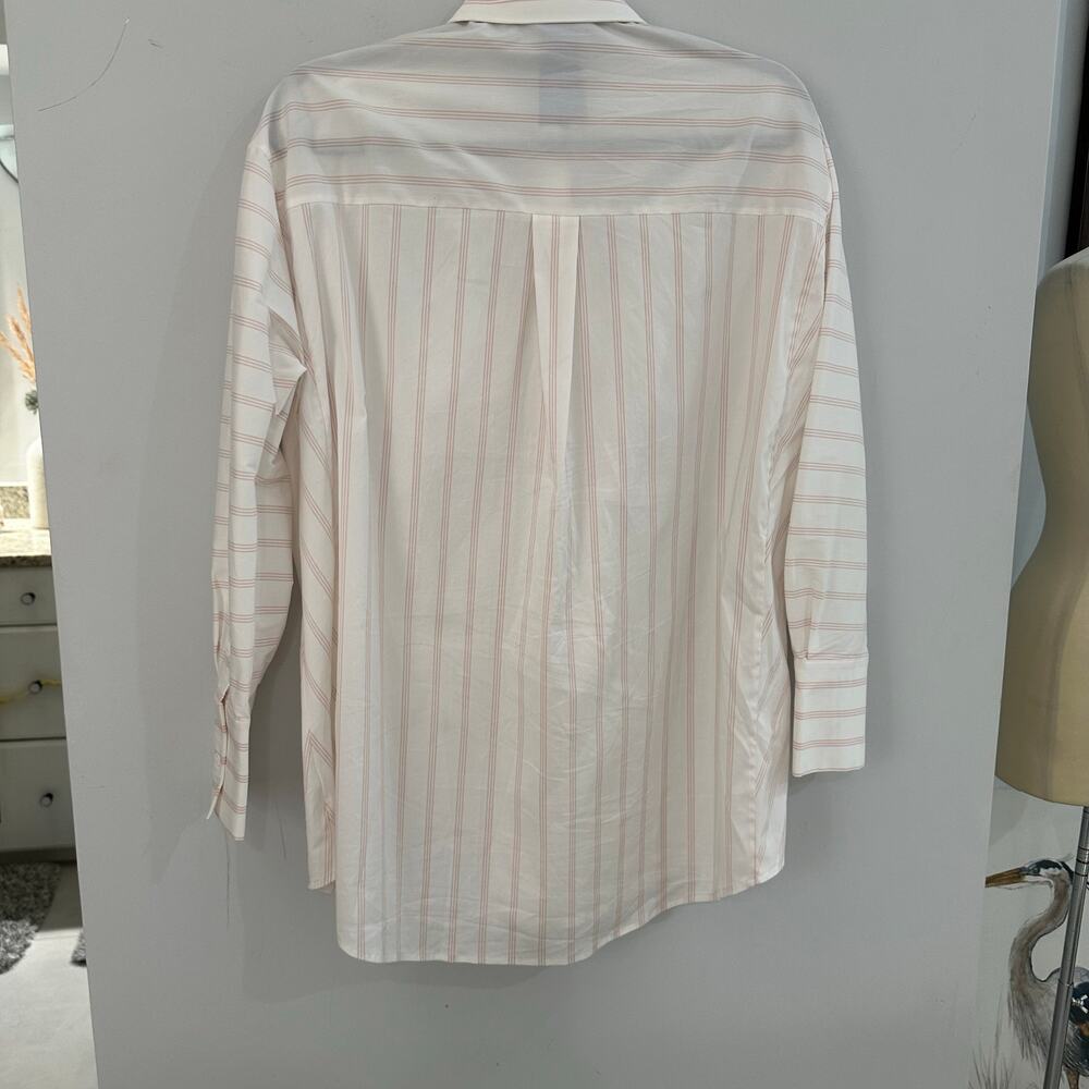 Kit and Ace Womens Oversied Striped Button Down Shirt Size S White PInk Office - Picture 2 of 7